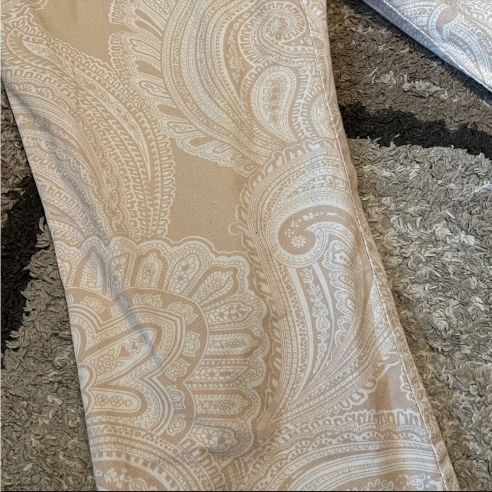 Ann Taylor Paisley Print Straight Ankle Pants Beige White… - Picture 2 of 9